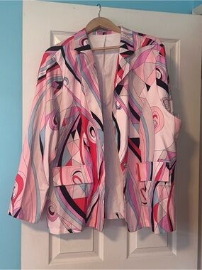 Women's Pucci inspired Pink Multi-Pattern Blazer 2x